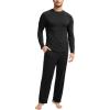 GYS Bamboo Viscose Men’s Pajama Sets Long Sleeve Plaid Loungewear Sets with Pockets(Black)