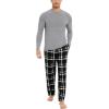 GYS Bamboo Viscose Men’s Pajama Sets Long Sleeve Plaid Loungewear Sets with Pockets(Heather Grey/Plaid)