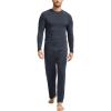 GYS Bamboo Viscose Men’s Pajama Sets Long Sleeve Plaid Loungewear Sets with Pockets(Midnight Blue)