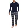 GYS Bamboo Viscose Men’s Pajama Sets Long Sleeve Plaid Loungewear Sets with Pockets(Navy/Plaid)