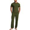 GYS Bamboo Viscose Men’s Pajama Sets Short Sleeve Crew Neck Lounge Sets with Pockets(Army Green)