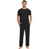 GYS Bamboo Viscose Men’s Pajama Sets Short Sleeve Crew Neck Lounge Sets with Pockets(Black)