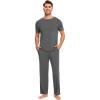 GYS Bamboo Viscose Men’s Pajama Sets Short Sleeve Crew Neck Lounge Sets with Pockets(Dark Heather Grey)