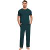 GYS Bamboo Viscose Men’s Pajama Sets Short Sleeve Crew Neck Lounge Sets with Pockets(Indigo)