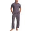 GYS Bamboo Viscose Men’s Pajama Sets Short Sleeve Crew Neck Lounge Sets with Pockets(Purplish Grey)