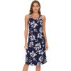 GYS Long Nightgown for Women – Viscose Made from Bamboo, Soft Sleeveless Sleep Shirt Summer Racerback Sleep Dress(Navy Floral)