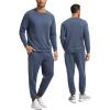 GYS Men’s Casual Athletic Tracksuit – Long Sleeve 2-Piece Running and Jogging Sweat Set(Grayish Blue)