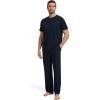 GYS Men’s Pajama Sets Bamboo Viscose Short Sleeve Top and Long Pants 2 Piece Sleepwear(Black)