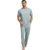 GYS Men’s Pajama Sets Bamboo Viscose Short Sleeve Top and Long Pants 2 Piece Sleepwear(Light Greyish Green)