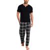 GYS Men’s Pajamas Set Short Sleeve Sleepwear Soft Pjs Top with Pants Cool Loungewear Set,Viscose Made from Bamboo(Black)