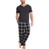 GYS Men’s Pajamas Set Short Sleeve Sleepwear Soft Pjs Top with Pants Cool Loungewear Set,Viscose Made from Bamboo(Dark Heather Grey)