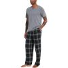GYS Men’s Pajamas Set Short Sleeve Sleepwear Soft Pjs Top with Pants Cool Loungewear Set,Viscose Made from Bamboo(Heather Grey)