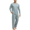 GYS Premium Men’s Pajama Sets Bamboo Viscose Long Sleeve Sleepwear and Style(Light Greyish Green)