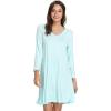 GYS Womens Bamboo Viscose Long Sleeve Nightgown Super Soft Lightweight Night Shirts for Sleeping(Aqua Green)