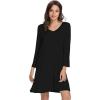 GYS Womens Bamboo Viscose Long Sleeve Nightgown Super Soft Lightweight Night Shirts for Sleeping(Black)