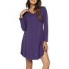 GYS Womens Bamboo Viscose Long Sleeve Nightgown Super Soft Lightweight Night Shirts for Sleeping(Crewneck/ Purple)