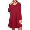 GYS Womens Bamboo Viscose Long Sleeve Nightgown Super Soft Lightweight Night Shirts for Sleeping(Crewneck/ Wine)