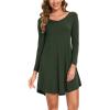 GYS Womens Bamboo Viscose Long Sleeve Nightgown Super Soft Lightweight Night Shirts for Sleeping(Crewneck/Deep Green)