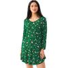 GYS Womens Bamboo Viscose Long Sleeve Nightgown Super Soft Lightweight Night Shirts for Sleeping(Crewneck/Xmas Green)