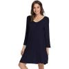 GYS Womens Bamboo Viscose Long Sleeve Nightgown Super Soft Lightweight Night Shirts for Sleeping(Navy)