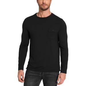 GYS Bamboo Viscose Men’s Long Sleeve Shirts Casual Crew Neck Pajama Tops(Black)