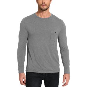 GYS Bamboo Viscose Men’s Long Sleeve Shirts Casual Crew Neck Pajama Tops(Heather Grey)