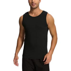 GYS Bamboo Viscose Mens Tank Top, Casual Sleeveless Undershirt, Quick Dry Lightweight Muscle Shirts, Soft Men’s Pajama Tops(Black)