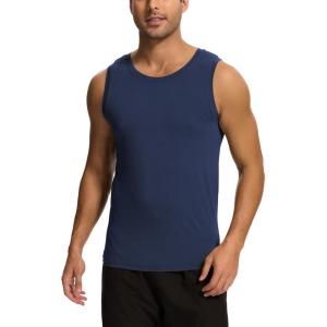 GYS Bamboo Viscose Mens Tank Top, Casual Sleeveless Undershirt, Quick Dry Lightweight Muscle Shirts, Soft Men’s Pajama Tops(Deep Blue)