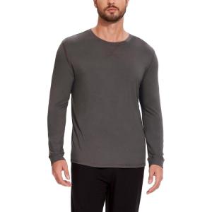 GYS Bamboo-Derived Viscose Men’s Pajama Top Soft Long Sleeve Sleep T-Shirt(Dark Grey)