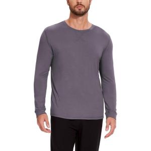 GYS Bamboo-Derived Viscose Men’s Pajama Top Soft Long Sleeve Sleep T-Shirt(Reddish Grey)