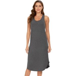 GYS Long Nightgown for Women – Viscose Made from Bamboo, Soft Sleeveless Sleep Shirt Summer Racerback Sleep Dress(Dark Heather Grey)