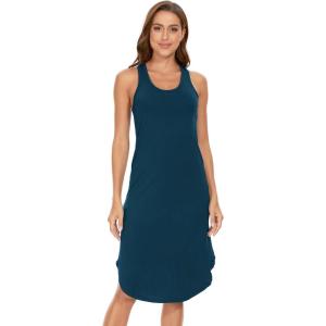 GYS Long Nightgown for Women – Viscose Made from Bamboo, Soft Sleeveless Sleep Shirt Summer Racerback Sleep Dress(Peacock Blue)