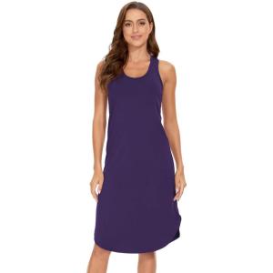 GYS Long Nightgown for Women – Viscose Made from Bamboo, Soft Sleeveless Sleep Shirt Summer Racerback Sleep Dress(Purple)