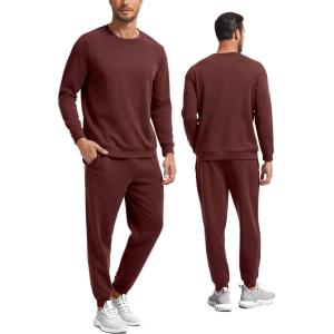 GYS Men’s Casual Athletic Tracksuit – Long Sleeve 2-Piece Running and Jogging Sweat Set(Chocolate)