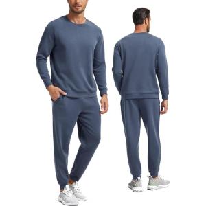 GYS Men’s Casual Athletic Tracksuit – Long Sleeve 2-Piece Running and Jogging Sweat Set(Grayish Blue)