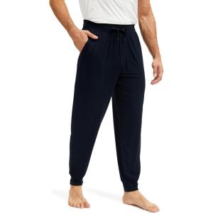 GYS Men’s Pajama Pants Bamboo Viscose Soft Joggers Sleep Bottoms with Drawstring and Pockets(Black)