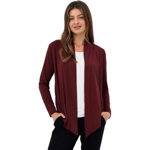 GYS Women’s Cardigans Bamboo Viscose Second-Skin Softness All-Day Drape Long Sleeve Open Front Versatile Loose Outwear(Ficus Red)