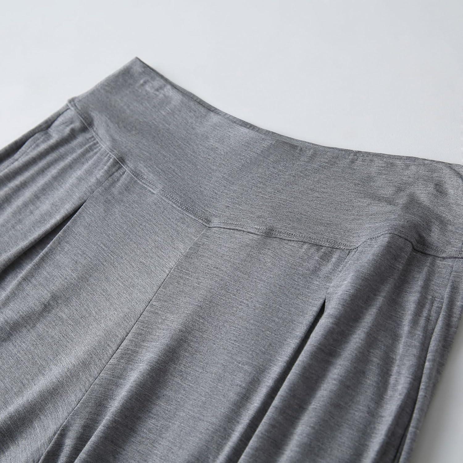 imageGYS Bamboo Viscose Pajama Pants for Women Soft Wide Leg Flowy Palazzo Lounge Pants Comfy Pajama Bottoms with PocketsHeather Grey