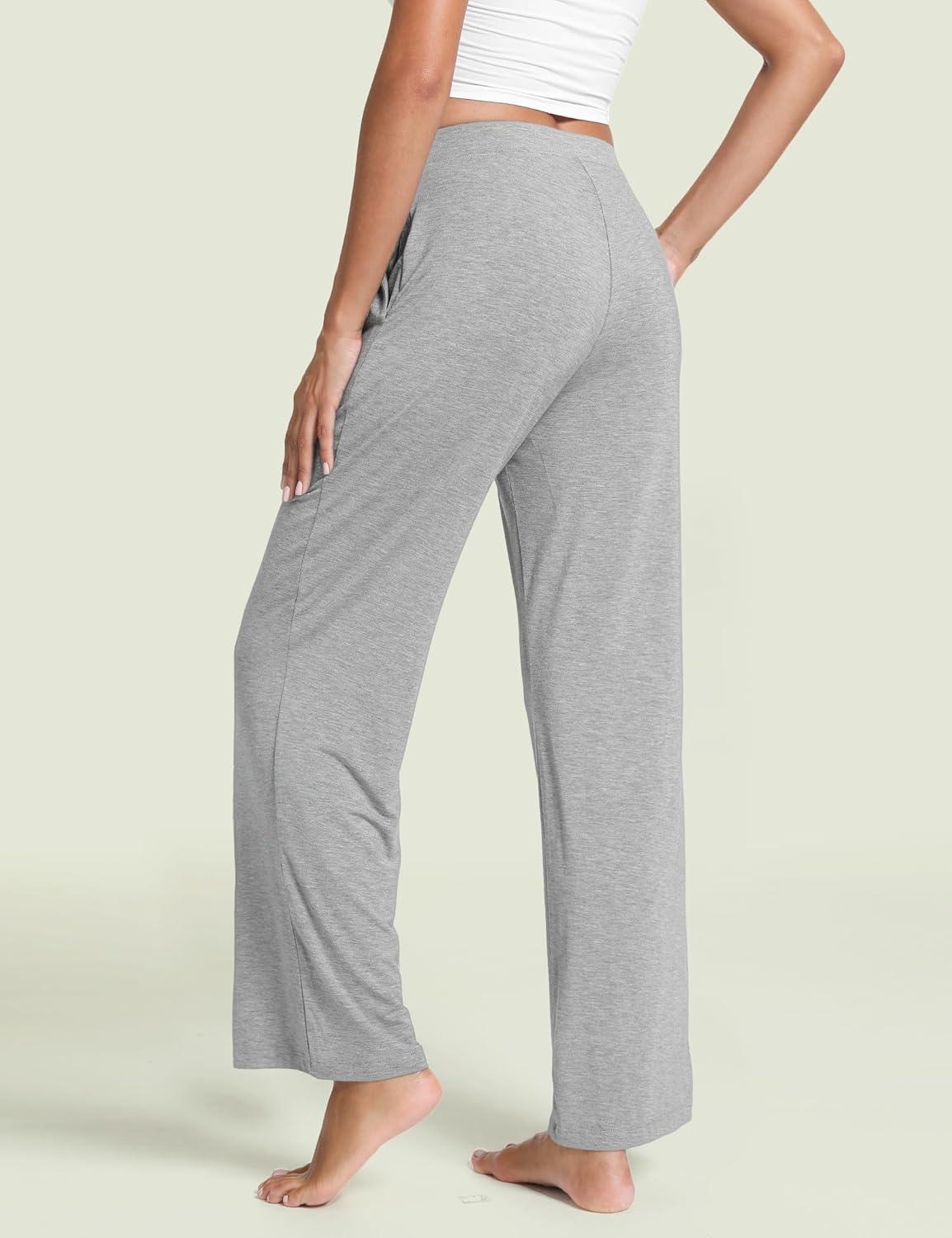 imageGYS Bamboo Viscose Pajama Pants for Women Soft Wide Leg Pants with Pockets Comfy Lounge Bottoms Loose Yoga Sweatpants SXXLHeather Grey