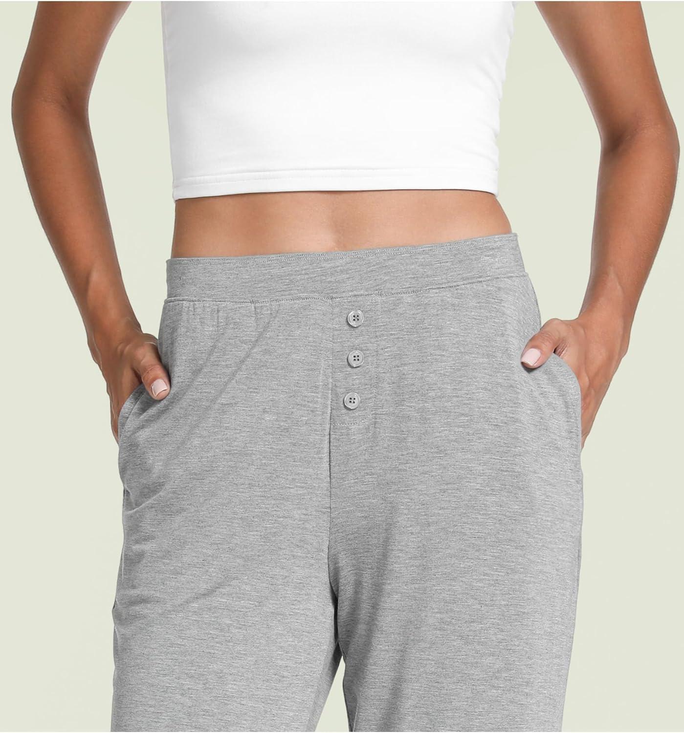 imageGYS Bamboo Viscose Pajama Pants for Women Soft Wide Leg Pants with Pockets Comfy Lounge Bottoms Loose Yoga Sweatpants SXXLHeather Grey