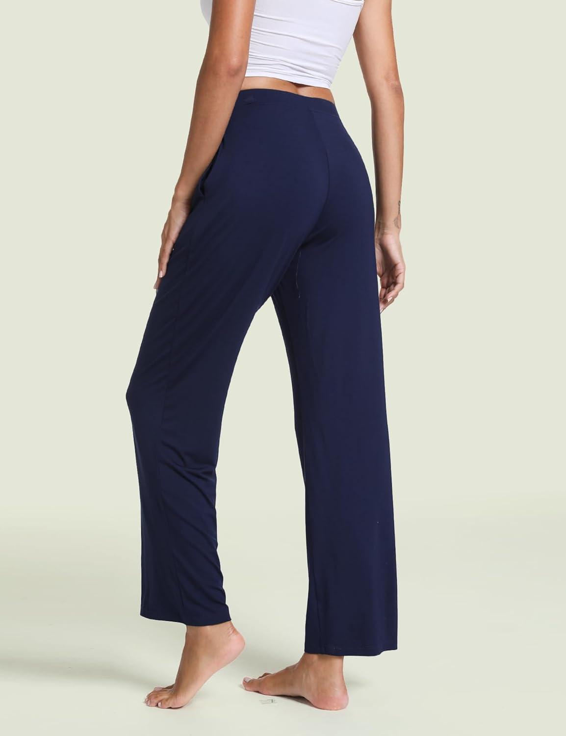 imageGYS Bamboo Viscose Pajama Pants for Women Soft Wide Leg Pants with Pockets Comfy Lounge Bottoms Loose Yoga Sweatpants SXXLNavy