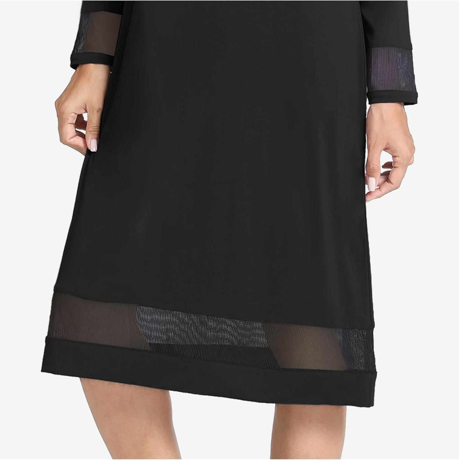 imageGYS Bamboo Viscose Womens Nightgowns Long Sleeve Spliced Lace Sleep ShirtsBlack