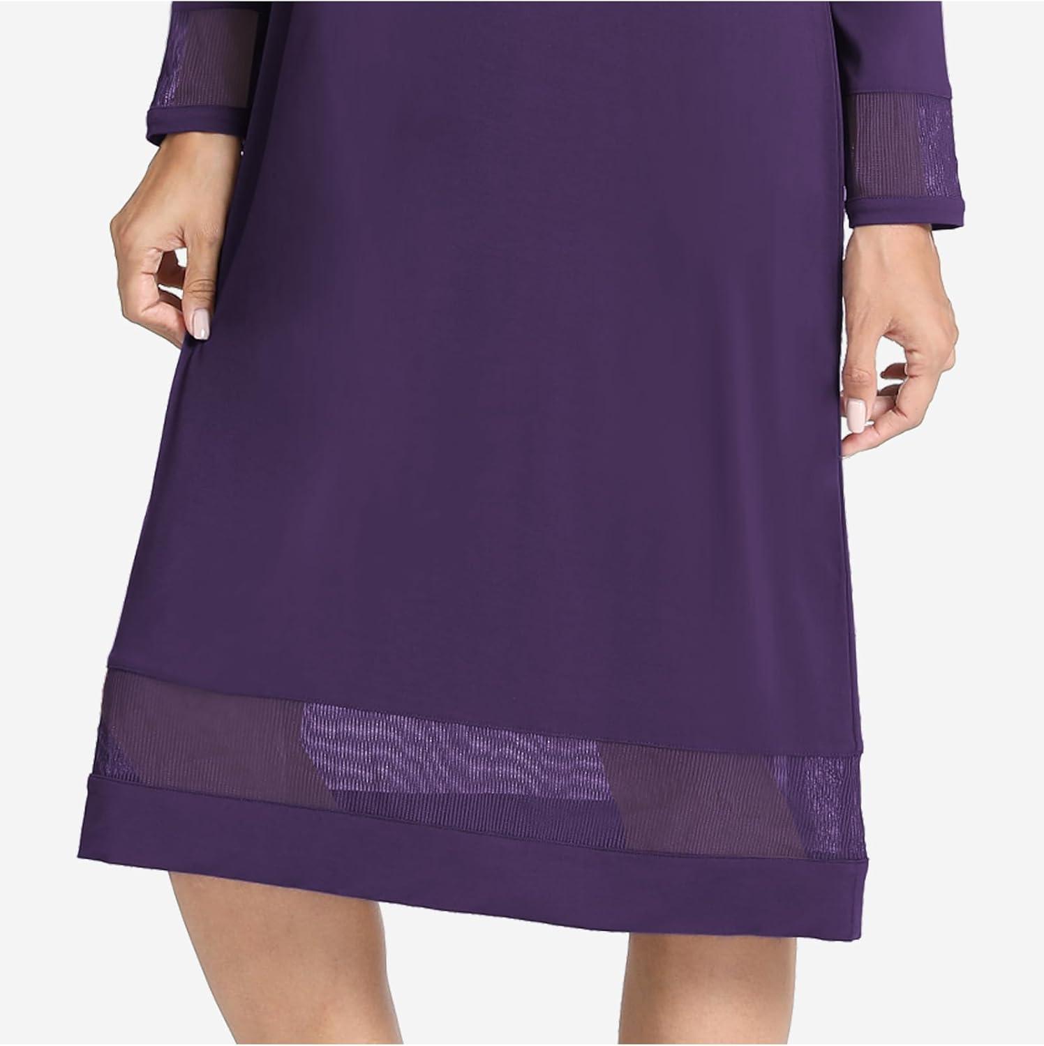 imageGYS Bamboo Viscose Womens Nightgowns Long Sleeve Spliced Lace Sleep ShirtsDeep Purple