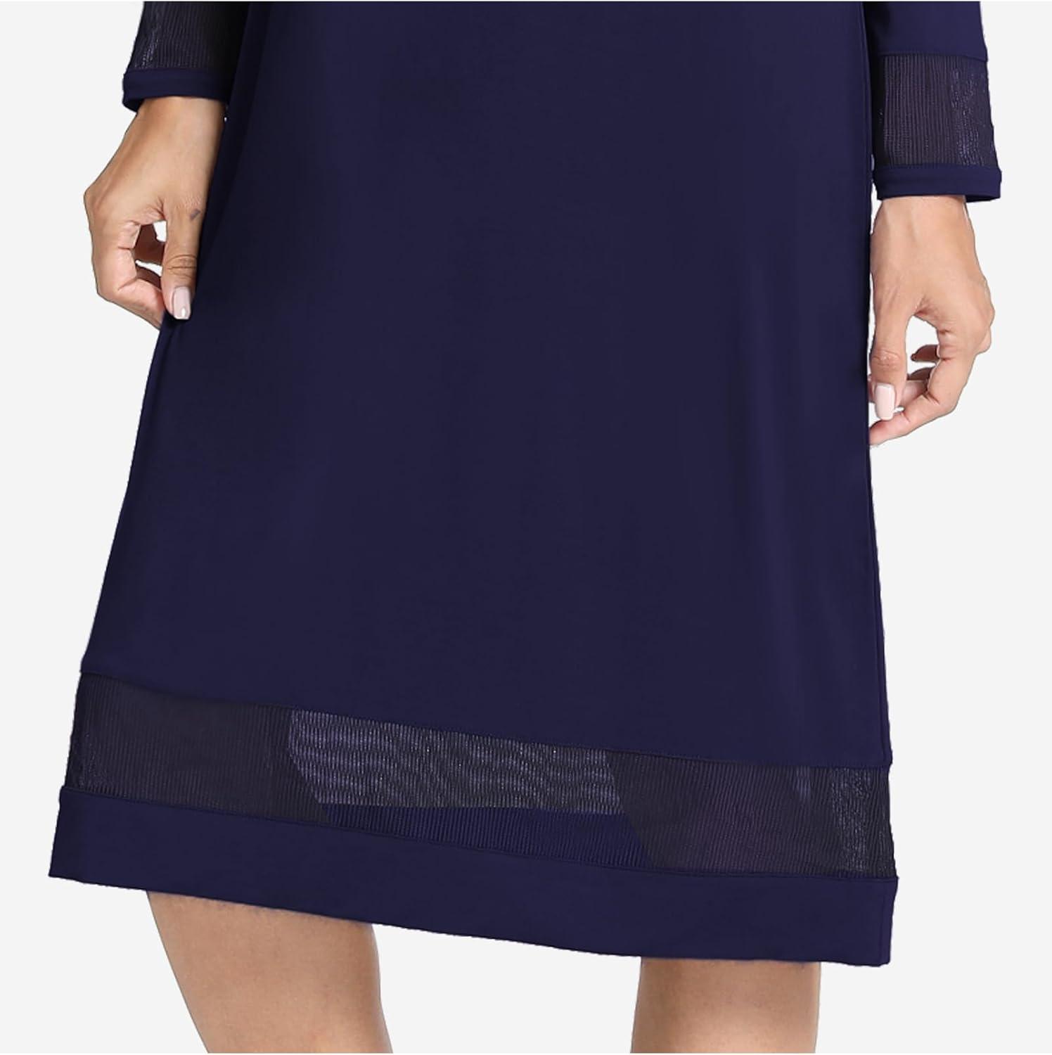 imageGYS Bamboo Viscose Womens Nightgowns Long Sleeve Spliced Lace Sleep ShirtsNavy