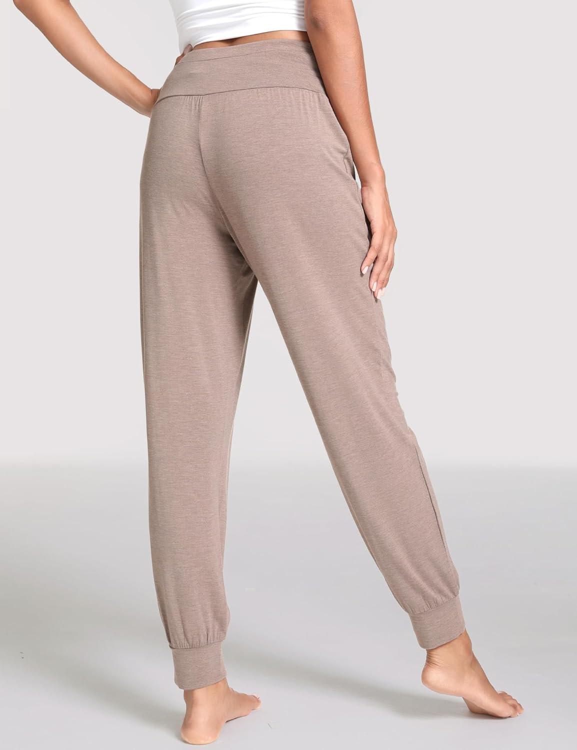 imageGYS Bamboo Viscose Womens Pajama Bottoms High Waist Pajama Pants with DrawstringCamel