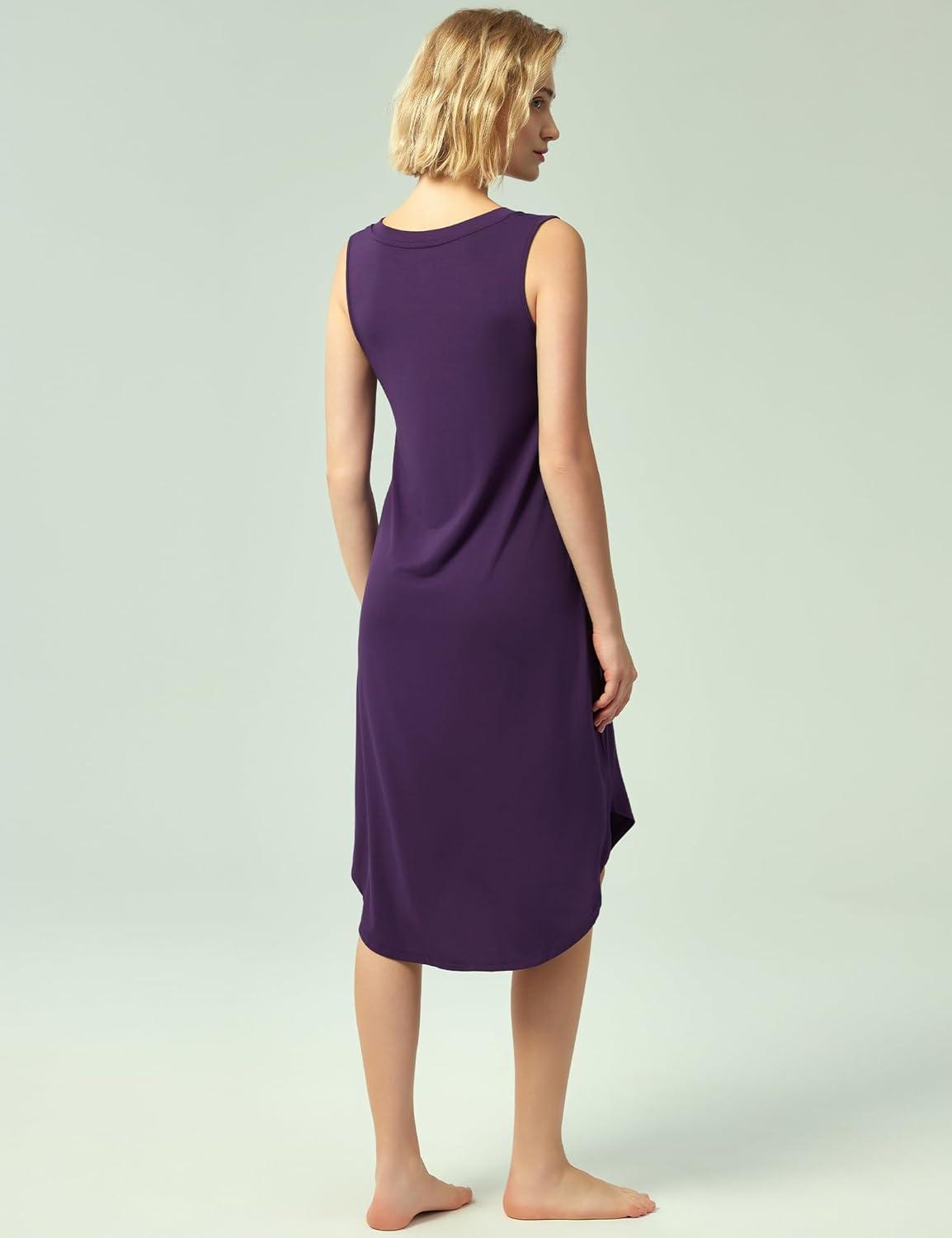 imageGYS BambooDerived Viscose Womens Nightgowns Sleeveless V Neck Tank Night DressDeep Purple
