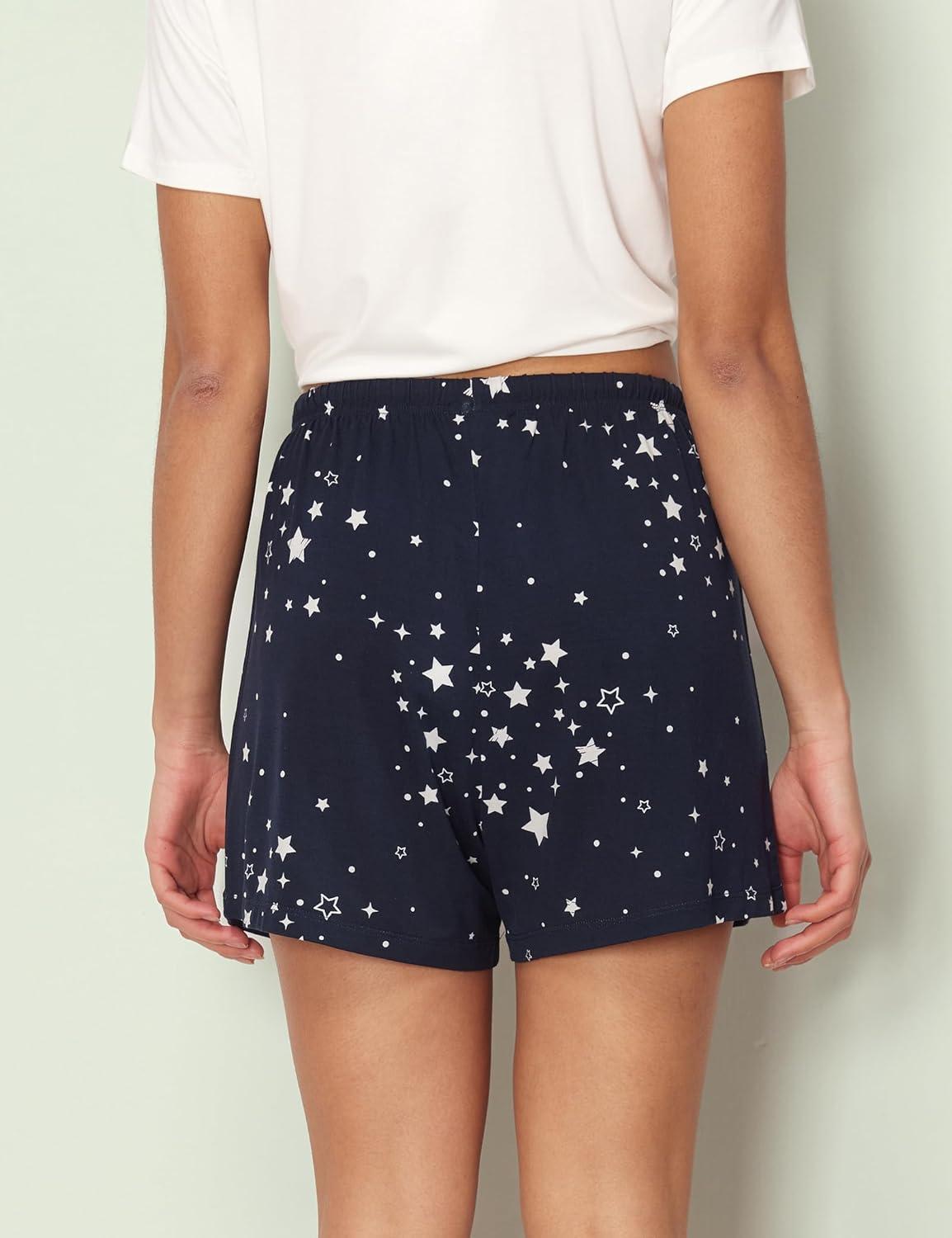 imageGYS Pajama Shorts for Women Viscose Made from Bamboo Soft Sleep Shorts Stretchy Sleepwear Casual Pj BottomsBlue Stars