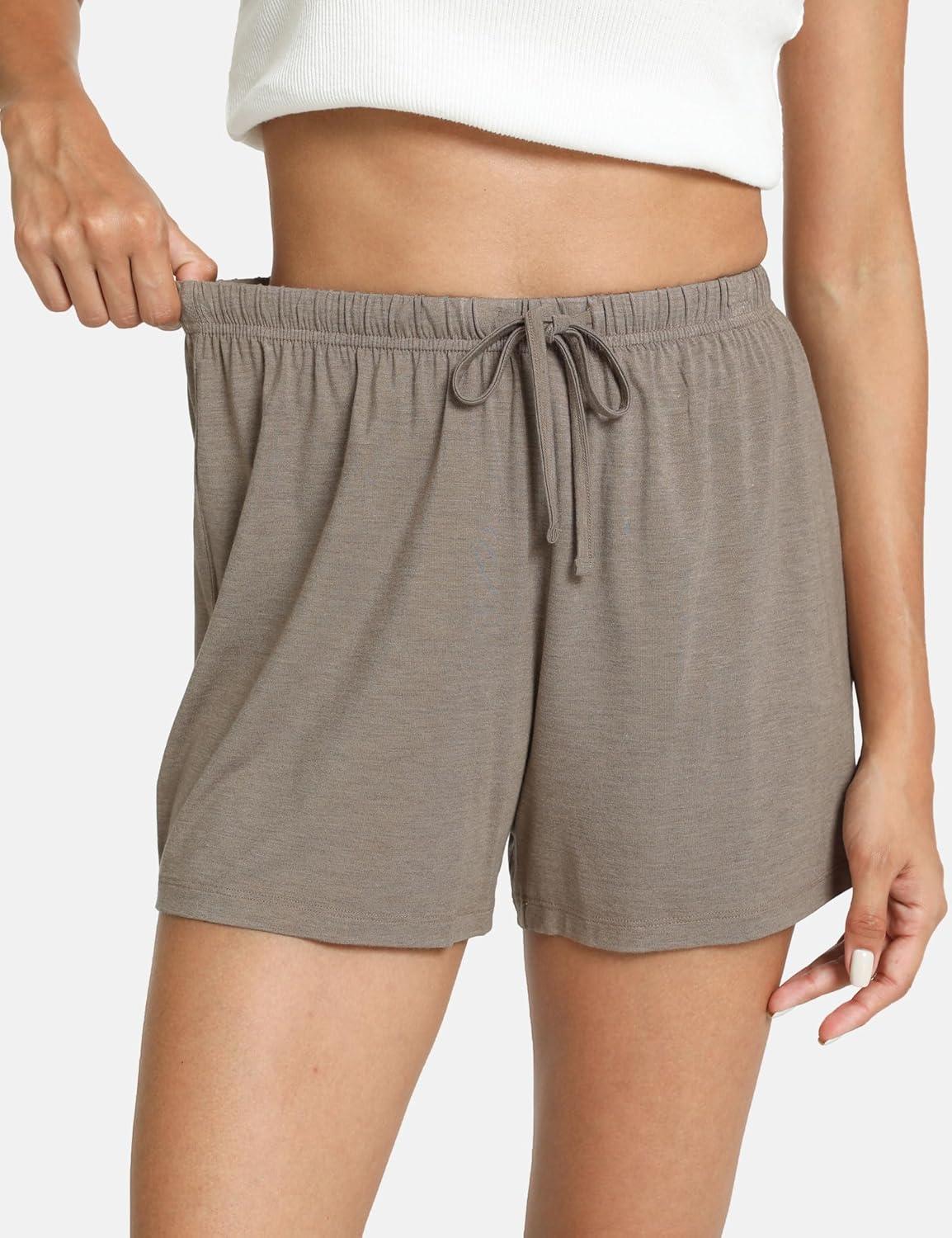 imageGYS Pajama Shorts for Women Viscose Made from Bamboo Soft Sleep Shorts Stretchy Sleepwear Casual Pj BottomsCamel