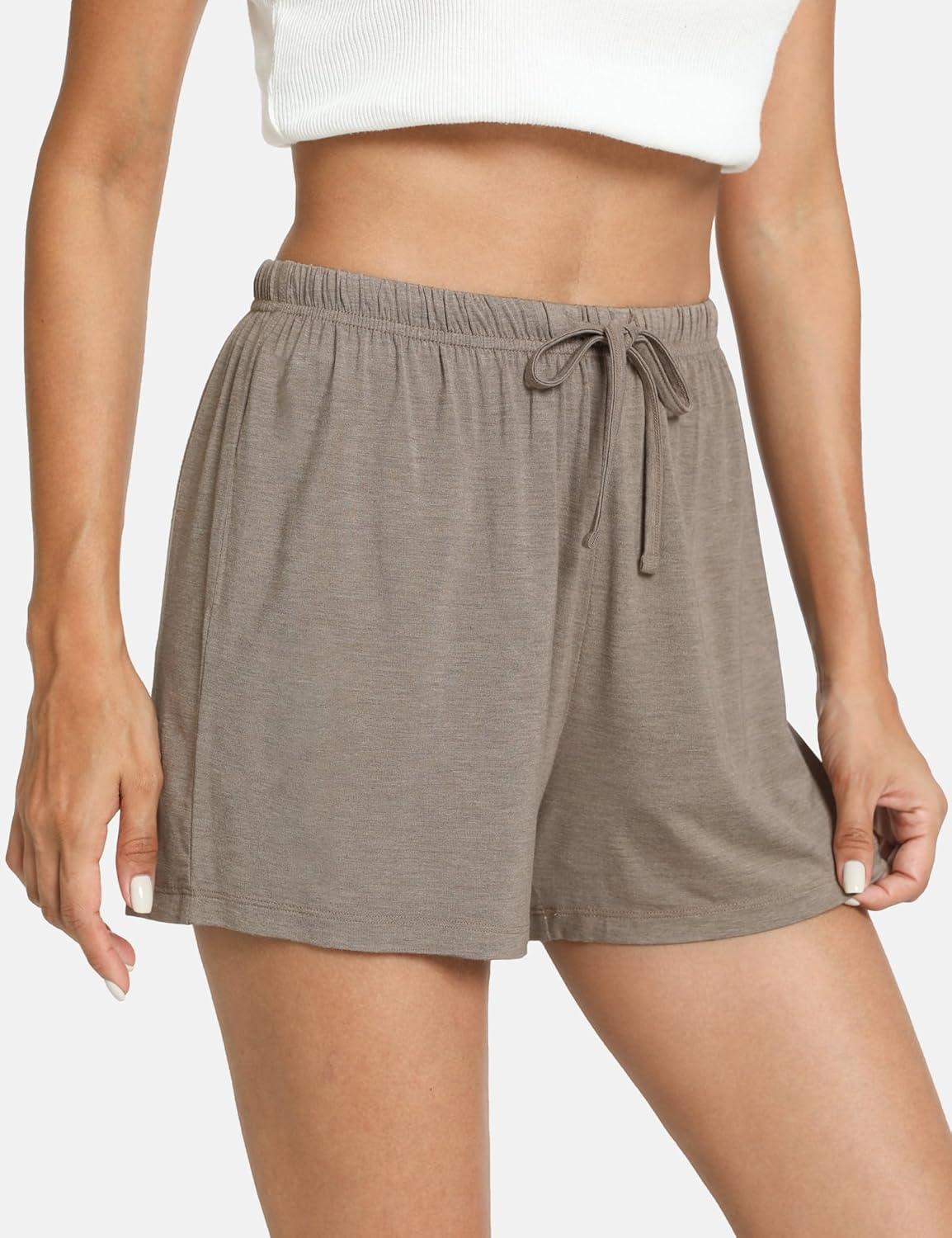 imageGYS Pajama Shorts for Women Viscose Made from Bamboo Soft Sleep Shorts Stretchy Sleepwear Casual Pj BottomsCamel