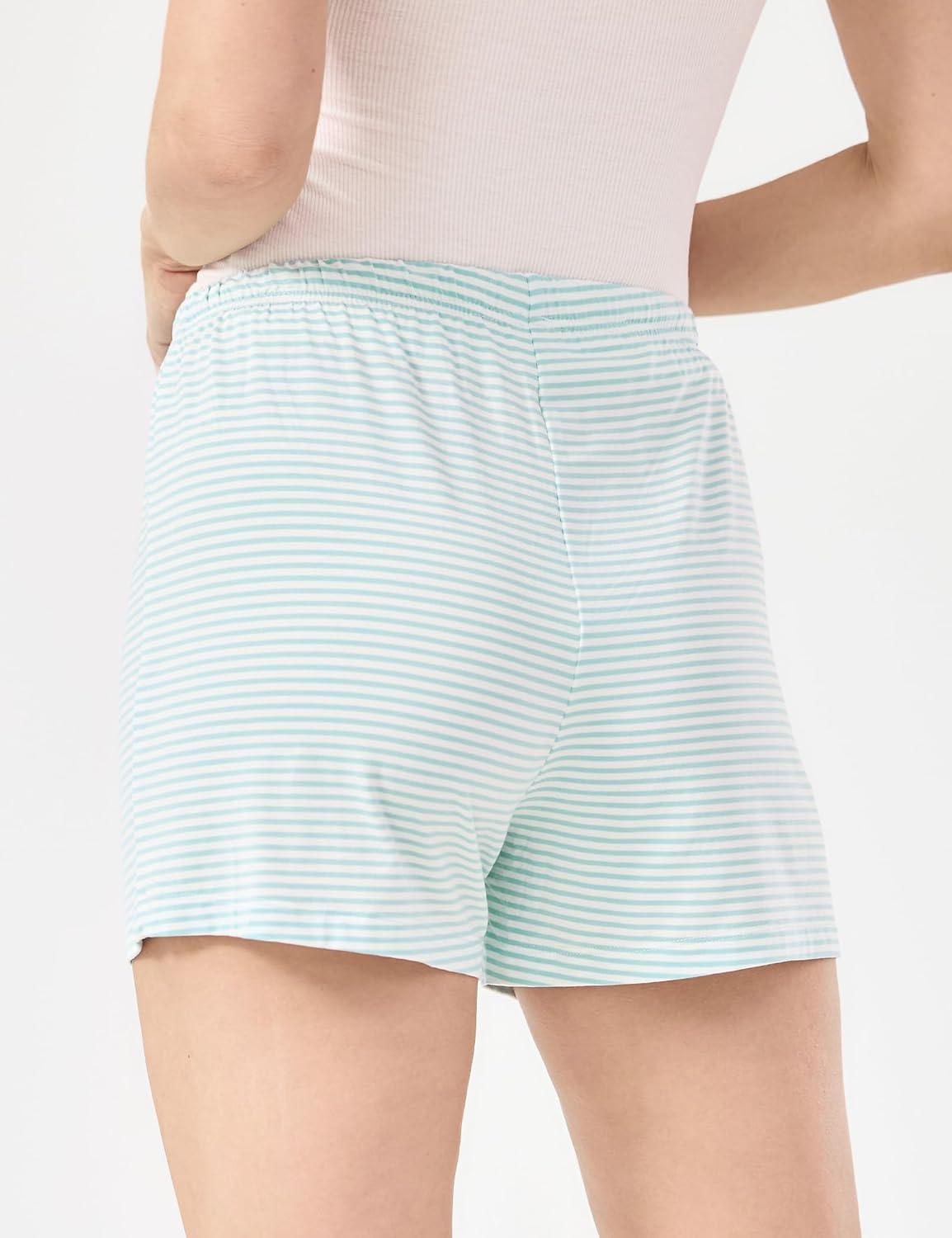 imageGYS Pajama Shorts for Women Viscose Made from Bamboo Soft Sleep Shorts Stretchy Sleepwear Casual Pj BottomsGreen Stripe